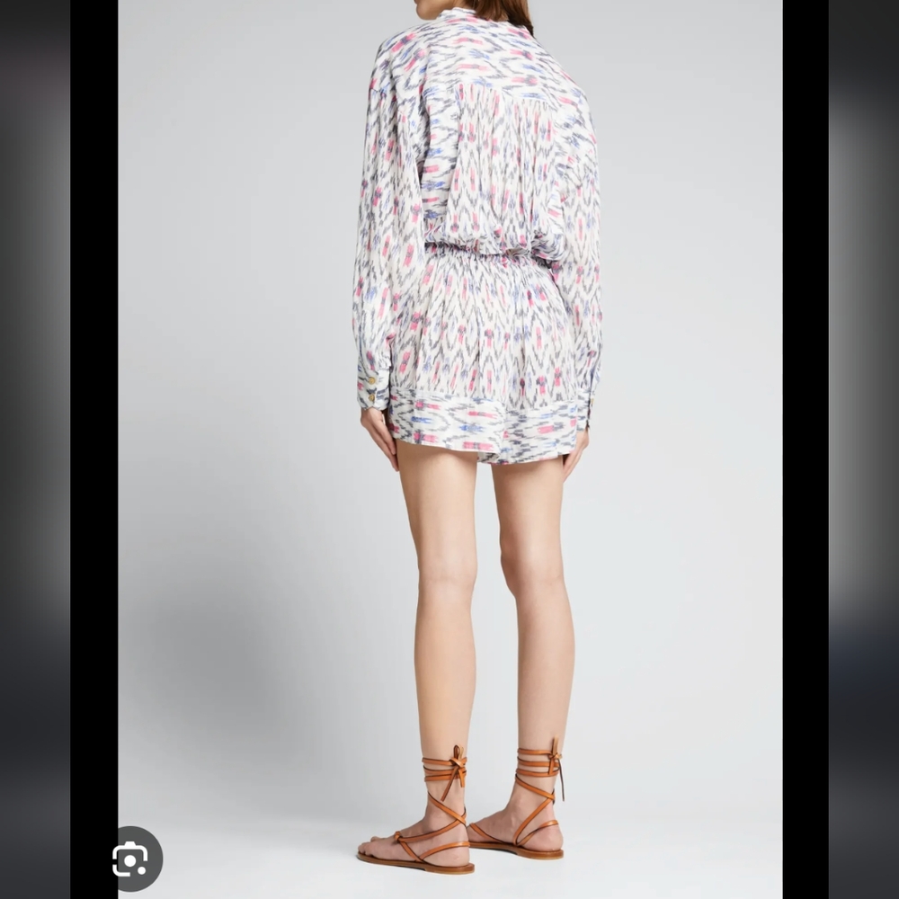 ISABEL MARANT Étoile Lehana Long Sleeve Ikat Romper - Picture 3 of 11